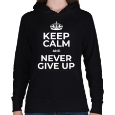 PRINTFASHION NEVER GIVE UP 2 - Női kapucnis pulóver - Fekete női pulóver, kardigán