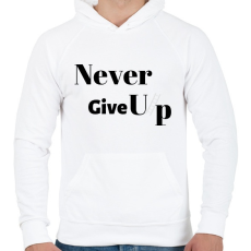 PRINTFASHION Never Give Up - Férfi kapucnis pulóver - Fehér