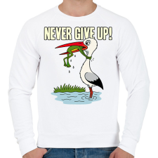PRINTFASHION Never Give Up! - Férfi pulóver - Fehér férfi pulóver, kardigán