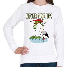 PRINTFASHION Never Give Up! - Női pulóver - Fehér női pulóver, kardigán