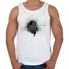 PRINTFASHION NEVER GIVEUP - Férfi atléta - Fehér atléta, trikó