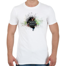PRINTFASHION NEVER GIVEUP - Férfi póló - Fehér