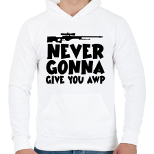 PRINTFASHION NEVER GONNA GIVE YOU AWP - Férfi kapucnis pulóver - Fehér férfi pulóver, kardigán