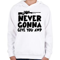 PRINTFASHION NEVER GONNA GIVE YOU AWP - Gyerek kapucnis pulóver - Fehér