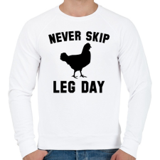 PRINTFASHION Never Skip Leg Day - Férfi pulóver - Fehér férfi pulóver, kardigán