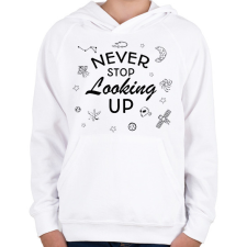 PRINTFASHION Never stop looking up - Gyerek kapucnis pulóver - Fehér gyerek pulóver, kardigán