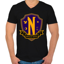 PRINTFASHION Nevermore Academy - Férfi V-nyakú póló - Fekete férfi póló