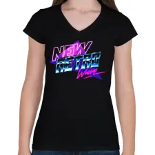 PRINTFASHION New Retro Wave - Női V-nyakú póló - Fekete női póló