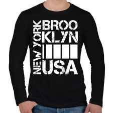 PRINTFASHION New York Brooklyn USA - Férfi hosszú ujjú póló - Fekete férfi póló