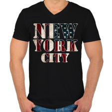 PRINTFASHION New York City  - Férfi V-nyakú póló - Fekete férfi póló