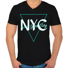PRINTFASHION New York City - Férfi V-nyakú póló - Fekete férfi póló