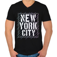 PRINTFASHION New York City  - Férfi V-nyakú póló - Fekete férfi póló