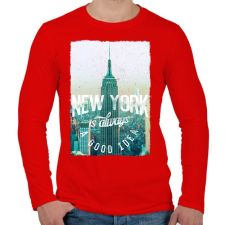 PRINTFASHION New York mindig jó ötlet - Férfi hosszú ujjú póló - Piros férfi póló