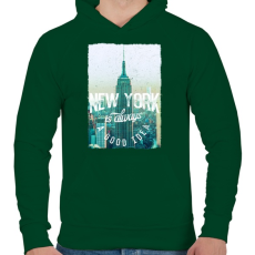 PRINTFASHION New York mindig jó ötlet - Férfi kapucnis pulóver - Sötétzöld