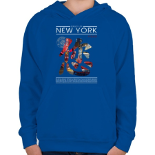 PRINTFASHION New York utcái - Gyerek kapucnis pulóver - Királykék gyerek pulóver, kardigán