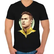 PRINTFASHION Neymar da Silva Santos Júnior - Férfi V-nyakú póló - Fekete férfi póló