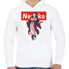 PRINTFASHION Nezuko - Férfi kapucnis pulóver - Fehér férfi pulóver, kardigán