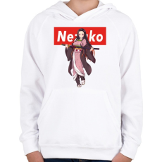 PRINTFASHION Nezuko - Gyerek kapucnis pulóver - Fehér