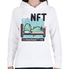 PRINTFASHION NFT - Nonfunctional T-rex - Női kapucnis pulóver - Fehér női pulóver, kardigán