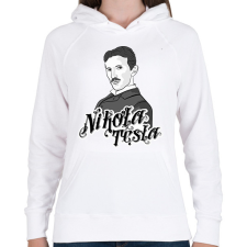 PRINTFASHION Nikola Tesla - Női kapucnis pulóver - Fehér női pulóver, kardigán