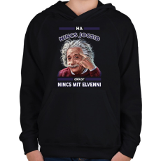 PRINTFASHION Nincs jogsi, nincs baj! - Gyerek kapucnis pulóver - Fekete