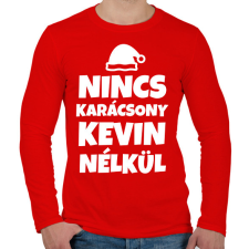 PRINTFASHION NINCS KARÁCSONY KEVIN NÉLKÜL - Férfi hosszú ujjú póló - Piros férfi póló
