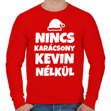 PRINTFASHION NINCS KARÁCSONY KEVIN NÉLKÜL - Férfi pulóver - Piros férfi pulóver, kardigán
