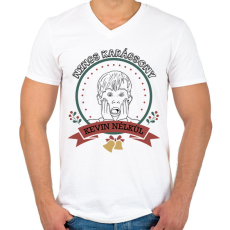 PRINTFASHION Nincs karácsony Kevin nélkül - Férfi V-nyakú póló - Fehér