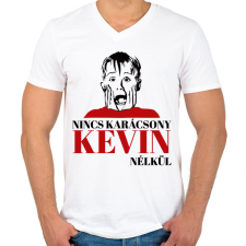 PRINTFASHION Nincs karácsony Kevin nélkül - Férfi V-nyakú póló - Fehér férfi póló