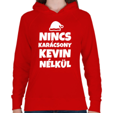PRINTFASHION NINCS KARÁCSONY KEVIN NÉLKÜL - Női kapucnis pulóver - Piros női pulóver, kardigán
