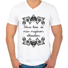 PRINTFASHION Nincs kész, de már majdnem elkezdtem - Férfi V-nyakú póló - Fehér