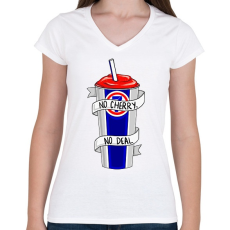 PRINTFASHION Nincs meggyes, nincs üzlet ST - Női V-nyakú póló - Fehér
