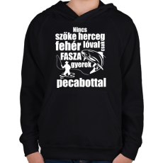 PRINTFASHION Nincs szőke herceg - Gyerek kapucnis pulóver - Fekete