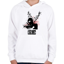 PRINTFASHION ninja - Gyerek kapucnis pulóver - Fehér gyerek pulóver, kardigán