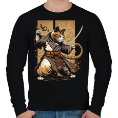 PRINTFASHION Ninja macska - Férfi pulóver - Fekete