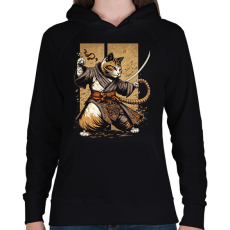 PRINTFASHION Ninja macska - Női kapucnis pulóver - Fekete