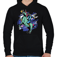 PRINTFASHION Ninja unikornis - Férfi kapucnis pulóver - Fekete férfi pulóver, kardigán