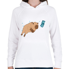 PRINTFASHION Nirvana capybara - Női kapucnis pulóver - Fehér női pulóver, kardigán