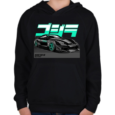 PRINTFASHION Nissan 35GT-RR - Gyerek kapucnis pulóver - Fekete gyerek pulóver, kardigán