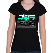 PRINTFASHION Nissan 35GT-RR - Női V-nyakú póló - Fekete női póló