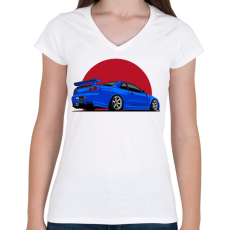PRINTFASHION Nissan GT-R - Női V-nyakú póló - Fehér