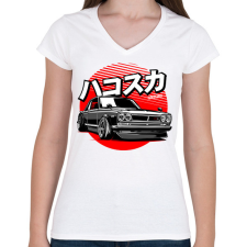 PRINTFASHION NISSAN SKYLINE GT-R - Női V-nyakú póló - Fehér női póló