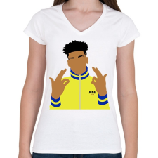 PRINTFASHION Nle choppa - Női V-nyakú póló - Fehér női póló