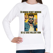 PRINTFASHION No Alcohol  - Női pulóver - Fehér női pulóver, kardigán