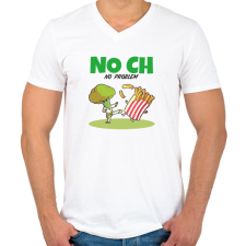 PRINTFASHION NO CH - Férfi V-nyakú póló - Fehér férfi póló