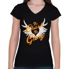 PRINTFASHION no chash no glory - Női V-nyakú póló - Fekete női póló