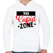 PRINTFASHION No Cupid zone - Férfi kapucnis pulóver - Fehér férfi pulóver, kardigán