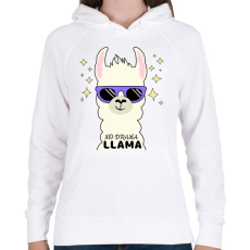 PRINTFASHION no drama llama - Női kapucnis pulóver - Fehér