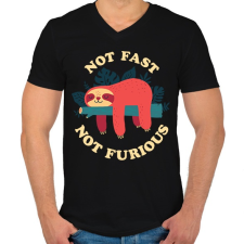 PRINTFASHION No fast not furious - Férfi V-nyakú póló - Fekete férfi póló