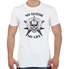 PRINTFASHION No guitar, No life - Gitáros koponya - Férfi póló - Fehér